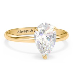 3 ct. (11x7mm) Pear Solitaire Moissanite Engagement Ring in 10K Solid Yellow Gold