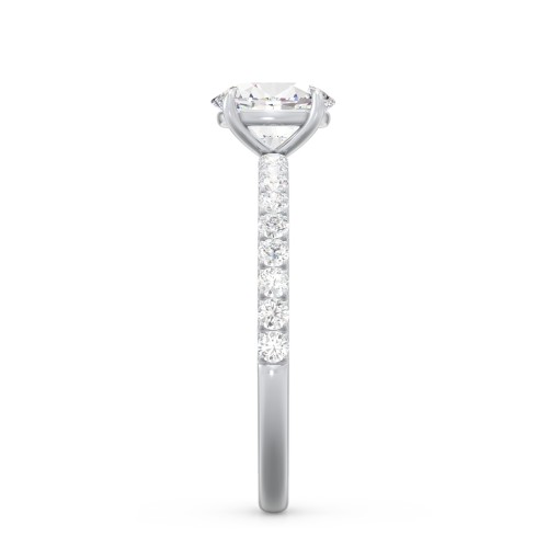 1 ct. (7x5mm) Oval Moissanite Engagement Ring With 1.5mm Side Stones – 10K White Gold with Moissanite and Lab Diamond