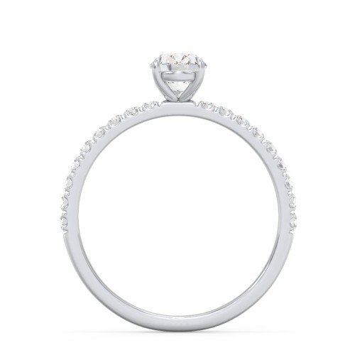 1 ct. (7x5mm) Oval Moissanite Engagement Ring With 1.5mm Side Stones – 10K White Gold with Moissanite and Lab Diamond
