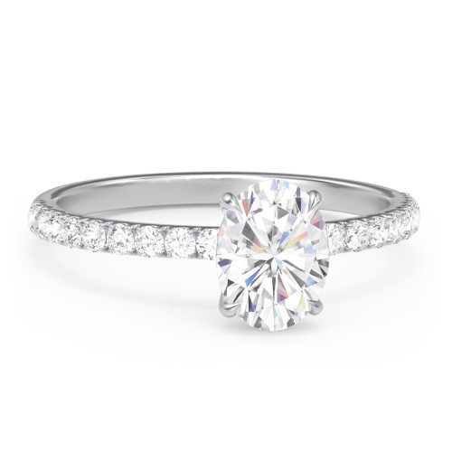 1.5 ct. (8x6mm) Oval Moissanite Engagement Ring With 1.5mm Side Stones