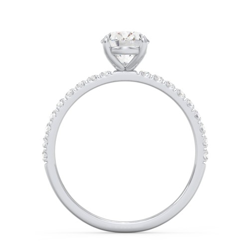 1.5 ct. (8x6mm) Oval Moissanite Engagement Ring With 1.5mm Side Stones – 10K White Gold with Moissanite and Lab Diamond