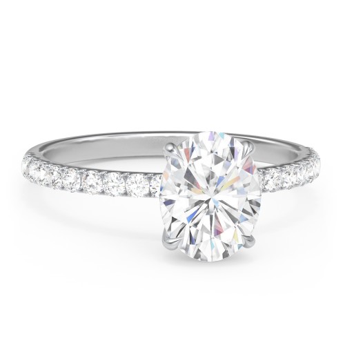 2 ct. (9x7mm) Oval Moissanite Engagement Ring With 1.5mm Side Stones