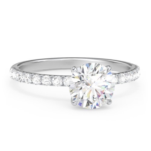 1.5 ct. (7.5mm) Moissanite Engagement Ring With 1.5mm Side Stones