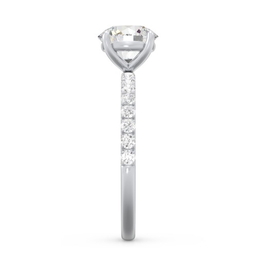 1.5 ct. (7.5mm) Moissanite Engagement Ring With 1.5mm Side Stones – 10K White Gold with Moissanite and Lab Diamond