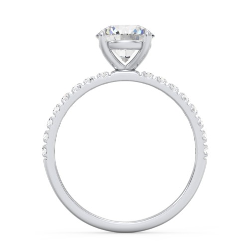 1.5 ct. (7.5mm) Moissanite Engagement Ring With 1.5mm Side Stones – 10K White Gold with Moissanite and Lab Diamond