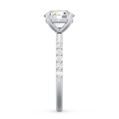 2 ct. (8mm) Moissanite Engagement Ring With 1.5mm Side Stones – 10K White Gold with Moissanite and Lab Diamond