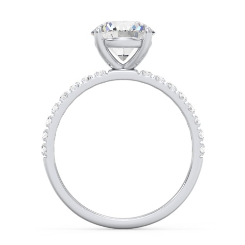2 ct. (8mm) Moissanite Engagement Ring With 1.5mm Side Stones – 10K White Gold with Moissanite and Lab Diamond