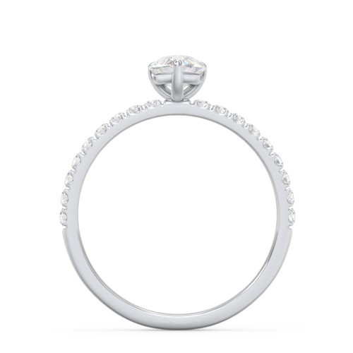 1 ct. (8x5mm) Pear Moissanite Engagement Ring With 1.5mm Side Stones – 10K White Gold with Moissanite and Lab Diamond
