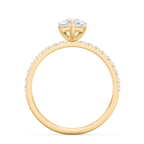 1.5 ct. (9x6mm) Pear Moissanite Engagement Ring With 1.5mm Side Stones – 10K Yellow Gold with Moissanite and Lab Diamond