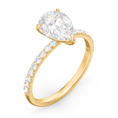 2 ct. (10x7mm) Pear Moissanite Engagement Ring With 1.5mm Side Stones