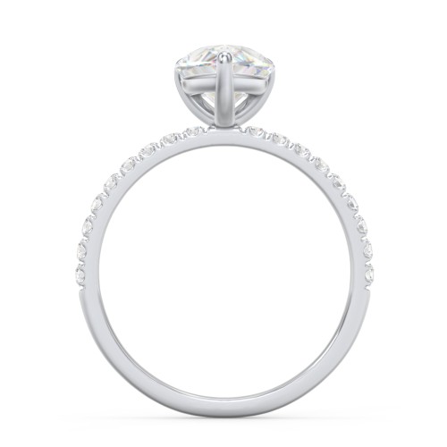 2 ct. (10x7mm) Pear Moissanite Engagement Ring With 1.5mm Side Stones – 10K White Gold with Moissanite and Lab Diamond