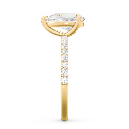 2 ct. (10x7mm) Pear Moissanite Engagement Ring With 1.5mm Side Stones – 10K Yellow Gold with Moissanite and Lab Diamond