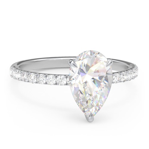 3 ct. (11x7mm) Pear Moissanite Engagement Ring With 1.5mm Side Stones