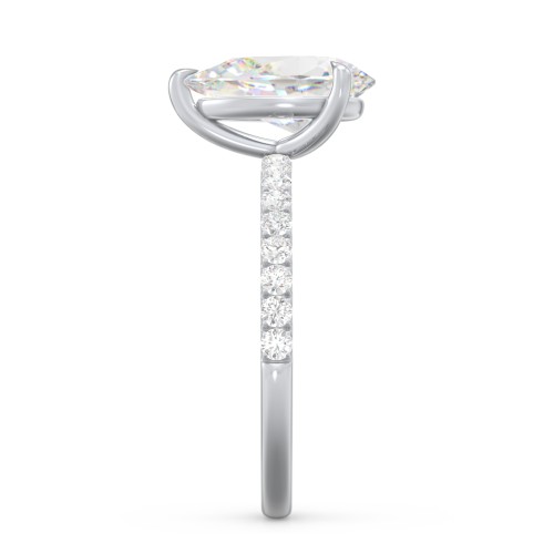 3 ct. (11x7mm) Pear Moissanite Engagement Ring With 1.5mm Side Stones – 10K White Gold with Moissanite and Lab Diamond
