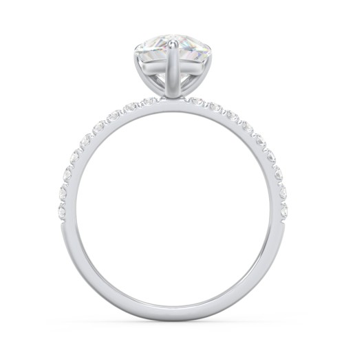 3 ct. (11x7mm) Pear Moissanite Engagement Ring With 1.5mm Side Stones – 10K White Gold with Moissanite and Lab Diamond