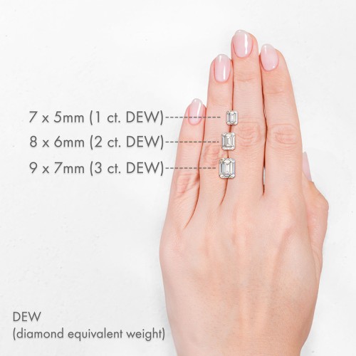 1 ct. (7x5mm) Emerald-Cut Moissanite Engagement Ring With 2mm Side Stones – 10K White Gold with Moissanite and Lab Diamond