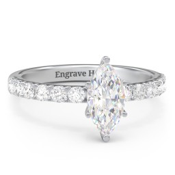 1 ct. (10x5mm) Marquise Moissanite Engagement Ring With 2mm Side Stones