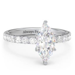 2 ct. (12x6mm) Marquise Moissanite Engagement Ring With 2mm Side Stones