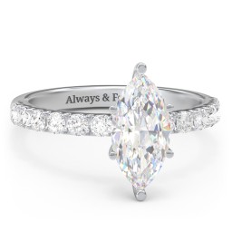 2 ct. (12x6mm) Marquise Moissanite Engagement Ring With 2mm Side Stones