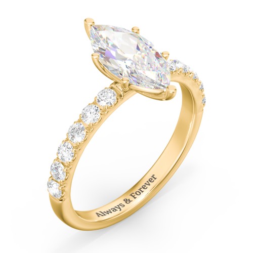2 ct. (12x6mm) Marquise Moissanite Engagement Ring With 2mm Side Stones