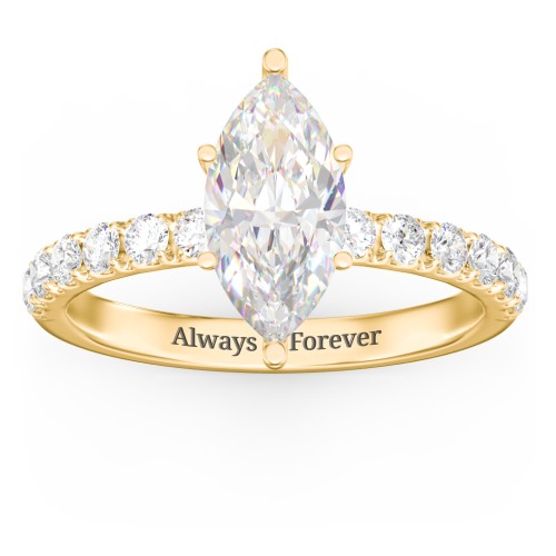 2 ct. (12x6mm) Marquise Moissanite Engagement Ring With 2mm Side Stones