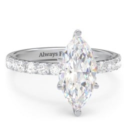 3 ct. (14x7mm) Marquise Moissanite Engagement Ring With 2mm Side Stones