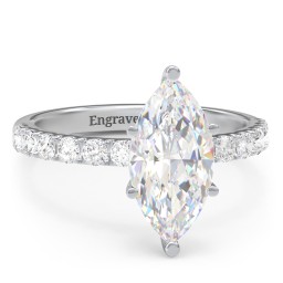 3 ct. (14x7mm) Marquise Moissanite Engagement Ring With 2mm Side Stones