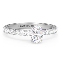 1 ct. (7x5mm) Oval Moissanite Engagement Ring With 2mm Side Stones – 10K White Gold with Moissanite and Lab Diamond