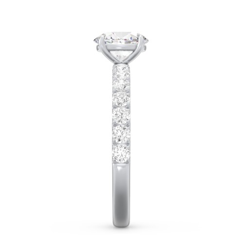 1 ct. (7x5mm) Oval Moissanite Engagement Ring With 2mm Side Stones – 10K White Gold with Moissanite and Lab Diamond
