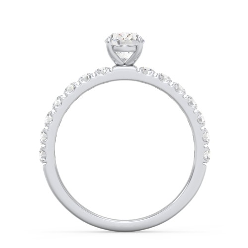1 ct. (7x5mm) Oval Moissanite Engagement Ring With 2mm Side Stones – 10K White Gold with Moissanite and Lab Diamond