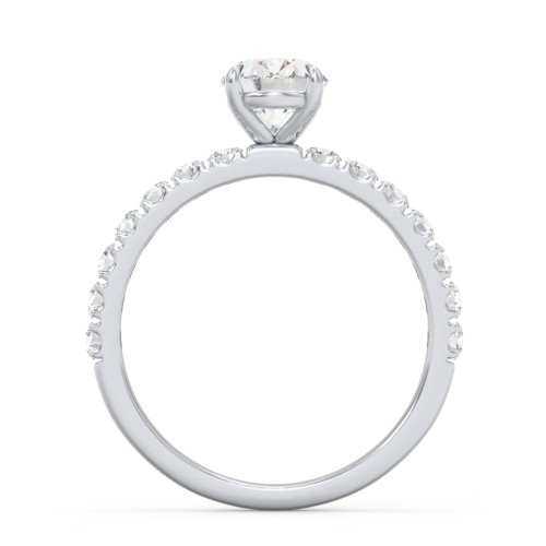 1.5 ct. (8x6mm) Oval Moissanite Engagement Ring With 2mm Side Stones – 10K White Gold with Moissanite and Lab Diamond