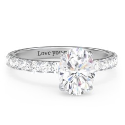 2 ct. (9x7mm) Oval Moissanite Engagement Ring With 2mm Side Stones