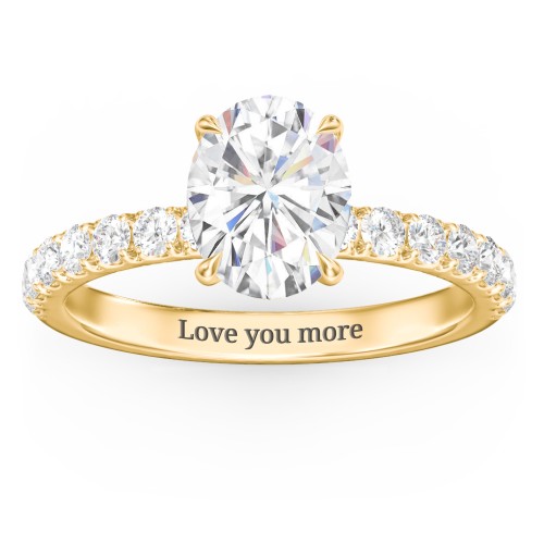 2 ct. (9x7mm) Oval Moissanite Engagement Ring With 2mm Side Stones
