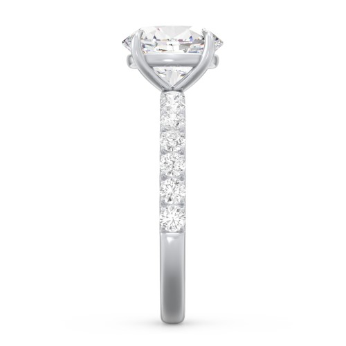 2 ct. (9x7mm) Oval Moissanite Engagement Ring With 2mm Side Stones – 10K White Gold with Moissanite and Lab Diamond