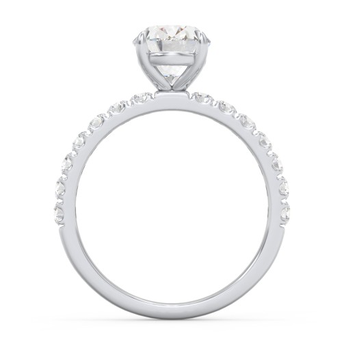 2 ct. (9x7mm) Oval Moissanite Engagement Ring With 2mm Side Stones – 10K White Gold with Moissanite and Lab Diamond