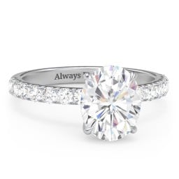 3 ct. (10x8mm) Oval Moissanite Engagement Ring With 2mm Side Stones