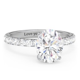 3 ct. (10x8mm) Oval Moissanite Engagement Ring With 2mm Side Stones