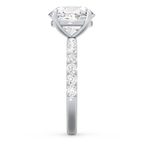 3 ct. (10x8mm) Oval Moissanite Engagement Ring With 2mm Side Stones – 10K White Gold with Moissanite and Lab Diamond