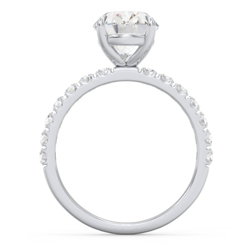 3 ct. (10x8mm) Oval Moissanite Engagement Ring With 2mm Side Stones – 10K White Gold with Moissanite and Lab Diamond