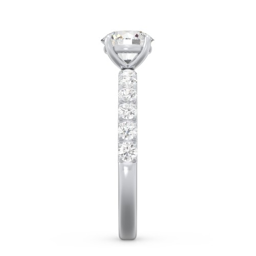 1 ct. (6.5mm) Moissanite Engagement Ring With 2mm Side Stones – 10K White Gold with Moissanite and Lab Diamond