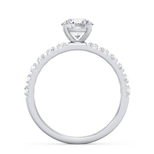 1 ct. (6.5mm) Moissanite Engagement Ring With 2mm Side Stones – 10K White Gold with Moissanite and Lab Diamond