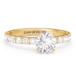 1 ct. (6.5mm) Moissanite Engagement Ring With 2mm Side Stones in 10K Solid Yellow Gold