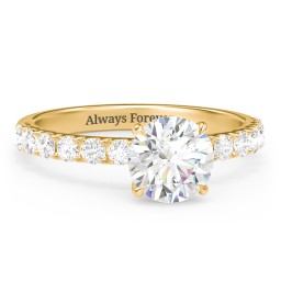 1.5 ct. (7.5mm) Moissanite Engagement Ring With 2mm Side Stones in 10K Solid Yellow Gold with Moissanite and Lab Diamond