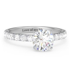1.5 ct. (7.5mm) Moissanite Engagement Ring With 2mm Side Stones – 10K White Gold with Moissanite and Lab Diamond