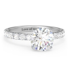 2 ct. (8mm) Moissanite Engagement Ring With 2mm Side Stones – 10K White Gold with Moissanite and Lab Diamond