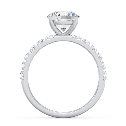 2 ct. (8mm) Moissanite Engagement Ring With 2mm Side Stones – 10K White Gold with Moissanite and Lab Diamond