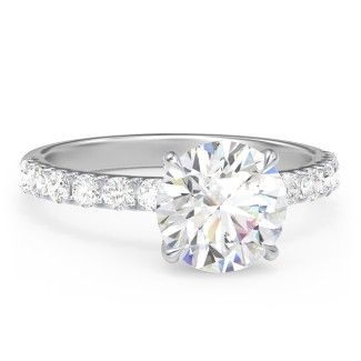 2.5 ct. DEW (8.5mm) Moissanite Engagement Ring With 2mm Side Stones