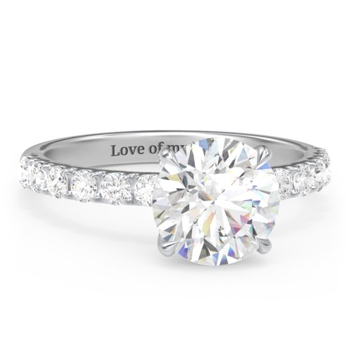 2.5 ct. (8.5mm) Moissanite Engagement Ring With 2mm Side Stones