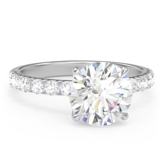 3 ct. DEW (9mm) Moissanite Engagement Ring With 2mm Side Stones