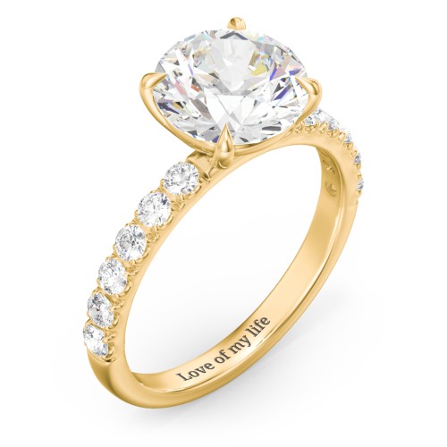 3 ct. (9mm) Moissanite Engagement Ring With 2mm Side Stones